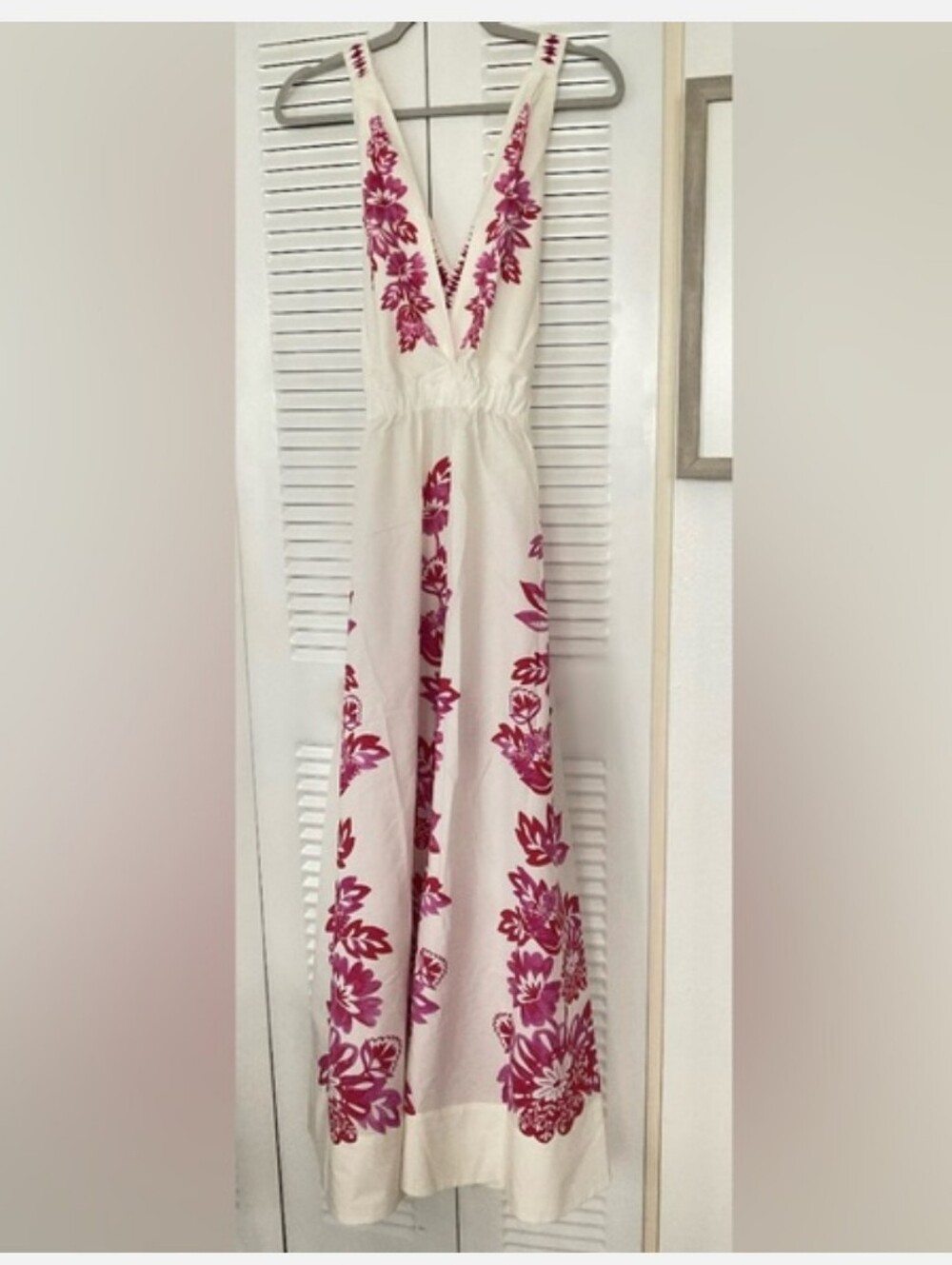 FARM Rio Flowerful Birds Off White Pink Floral Maxi Dress Size XL - Picture 5 of 15